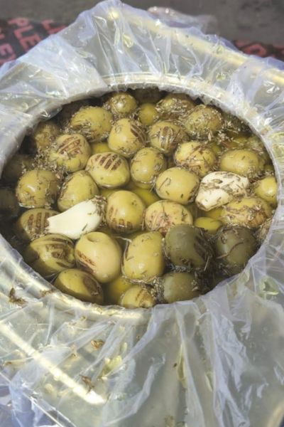 Grilled Green Olives