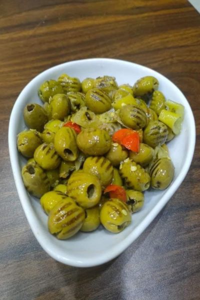 Grilled Green Olives